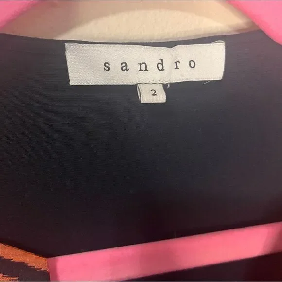 SANDRO Printed Silk Blouse Size M - Picture 5 of 7